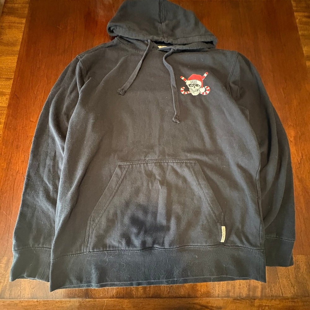 Vans Skull Hoodie Black Graphic Pullover‎ Streetwear Mens